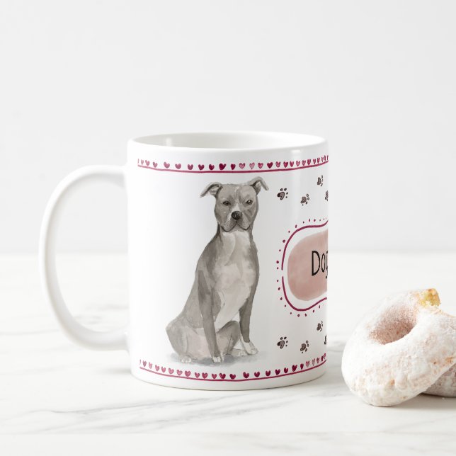 Taza de la acuarela de Pitbull (Con donut)