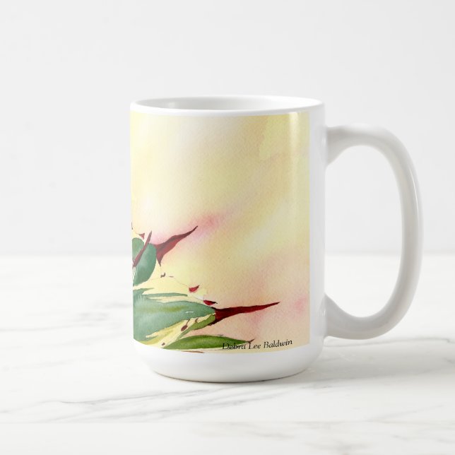 Taza de la acuarela del agavo, amarillo, por Debra (Derecha)