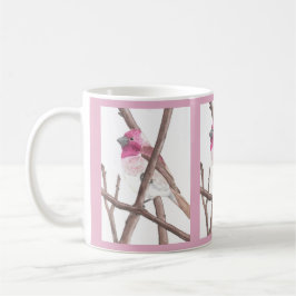 Taza de la acuarela del pinzón púrpura