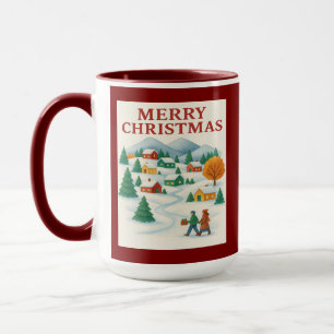 Taza de la aldea de invierno navideño acogedor