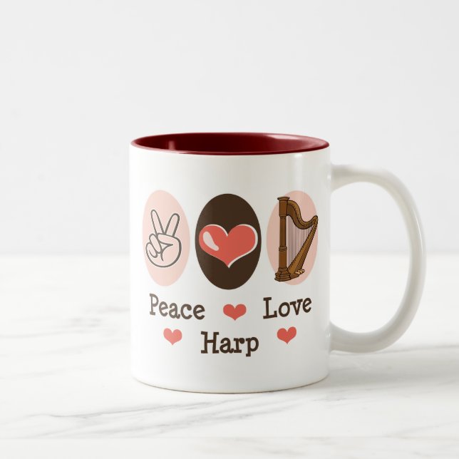 Taza de la arpa del amor de la paz (Derecha)