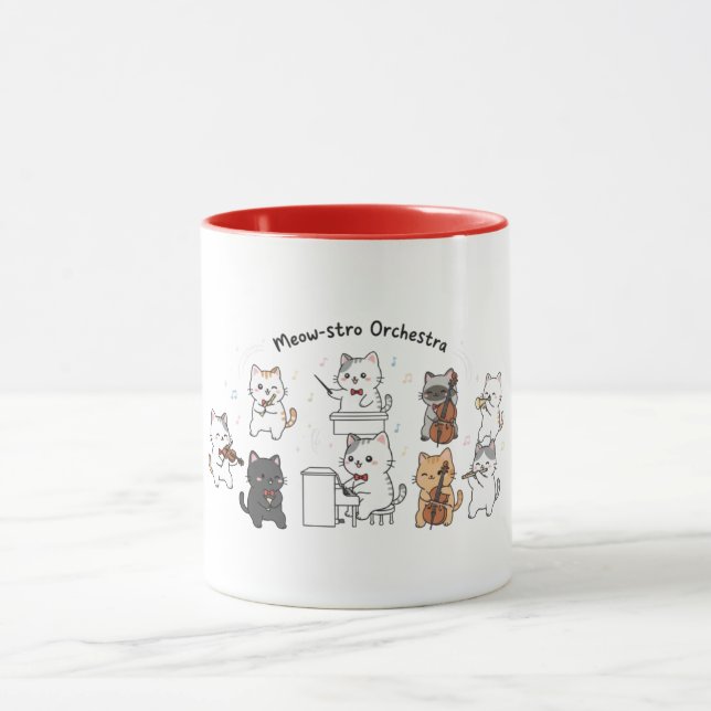Taza de la banda sinfónica de gatos lindos (Centro)