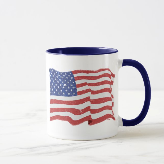 Taza de la bandera americana del vintage (Derecha)