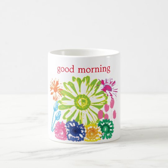 Taza de la buena mañana del jardín de flores
