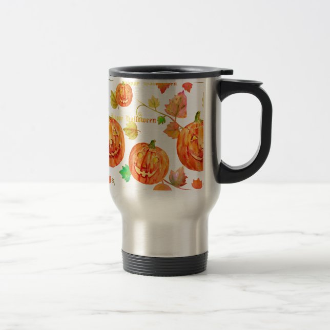 Taza de la calabaza de Halloween de la acuarela (Derecha)