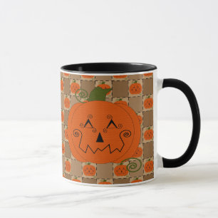 Taza de la calabaza del remiendo de Halloween