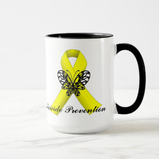Taza de la cinta de la mariposa de la conciencia