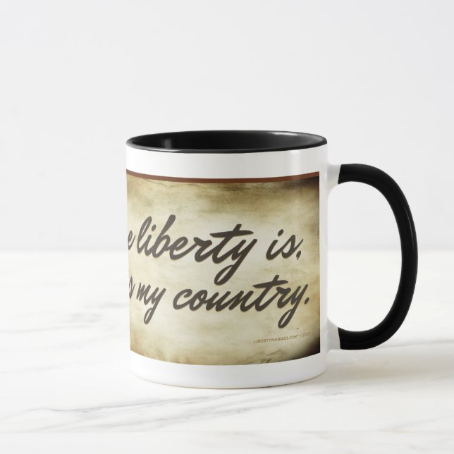 Taza de la cita de la libertad de Ben Franklin (Derecha)