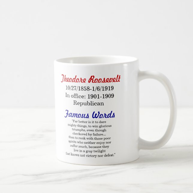 Taza de la cita de Theodore Roosevelt (Derecha)