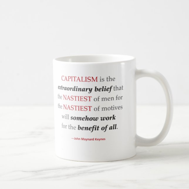 Taza de la cita del capitalismo de Keynes (Derecha)