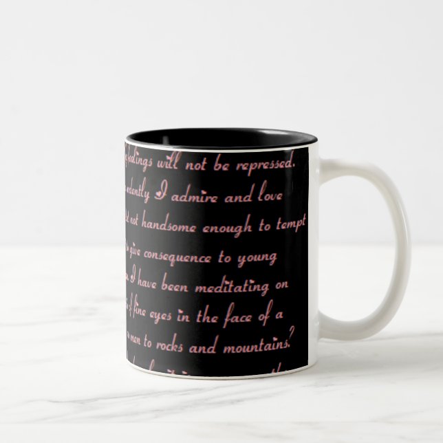 Taza de la cita del orgullo y del perjuicio (Derecha)