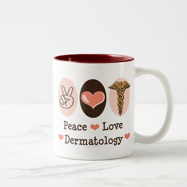 Taza de la dermatología del amor de la paz (Derecha)