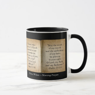 Taza de la escritura de las mañanas de oración