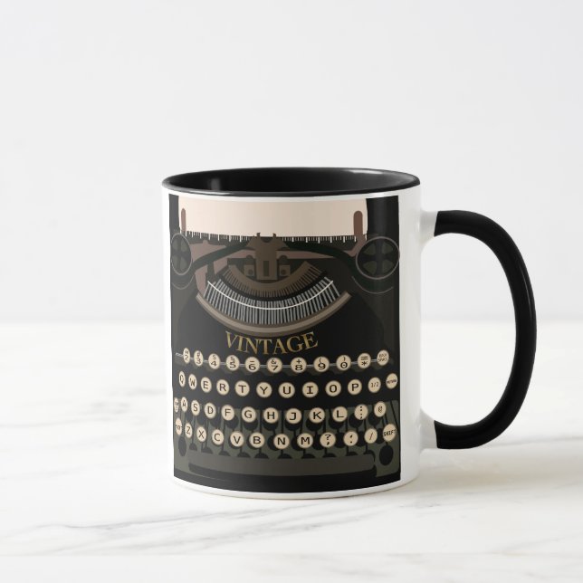 Taza de la escritura del vintage (Derecha)