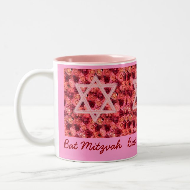 Taza de la estrella del rosa de Mitzvah del palo (Izquierda)