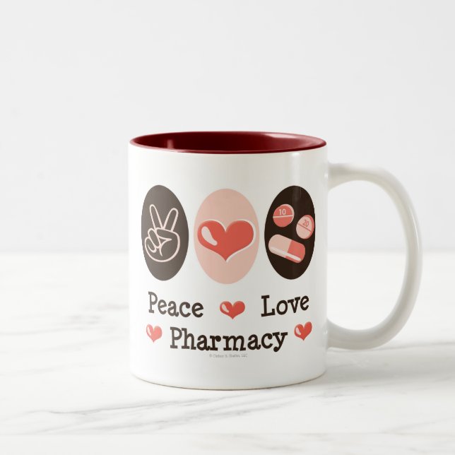 Taza de la farmacia del amor de la paz (Derecha)