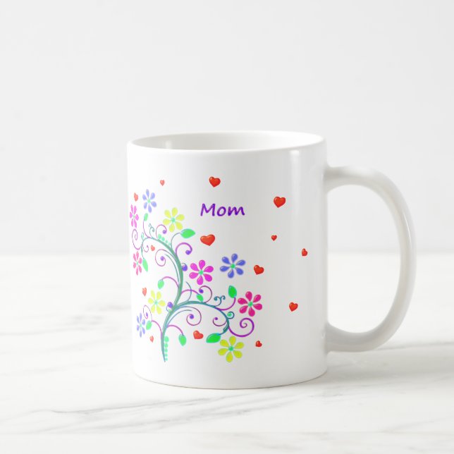 Taza de la flor de la mamá con personalizado (Derecha)