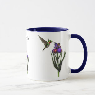 Taza de la flor del iris del colibrí