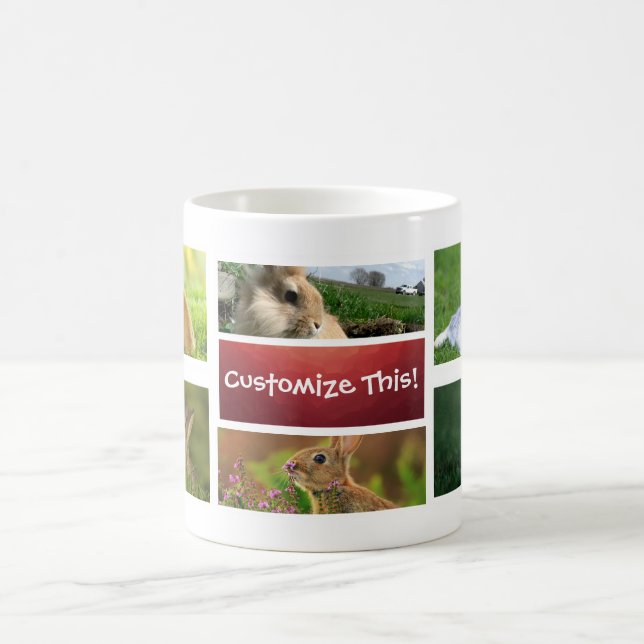 Taza de la foto del collage del conejo (Centro)