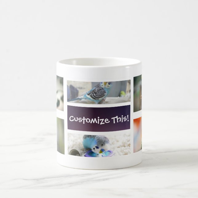 Taza de la foto del collage del pájaro