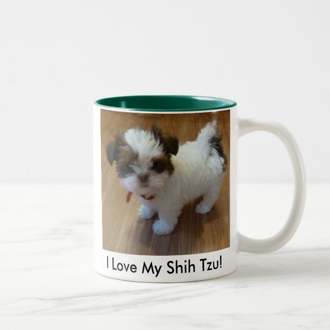 Taza de la foto del perrito de Shih Tzu 15 onzas (Derecha)