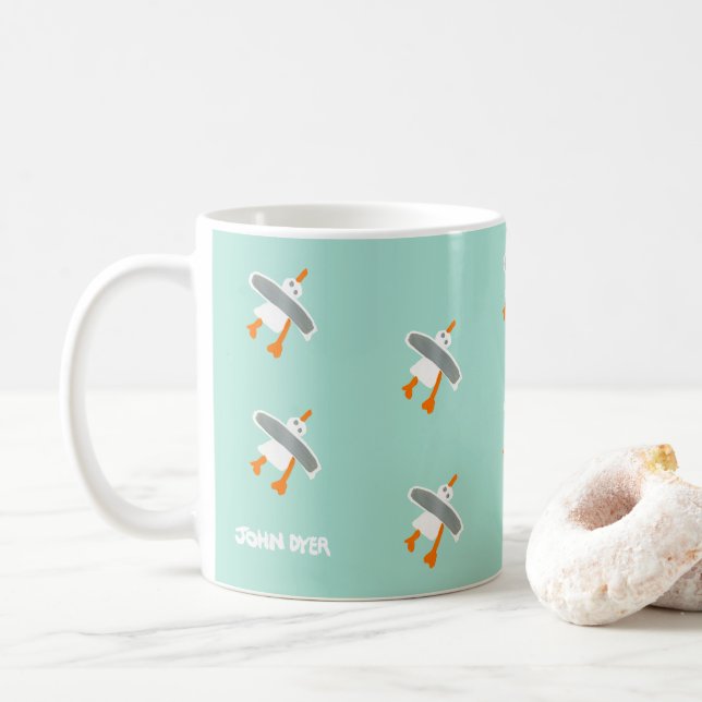 Taza de la gaviota del verde del estilo del (Con donut)