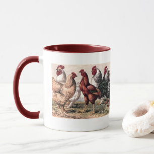 Taza de la granja de pollo del gallo del vintage