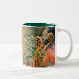 Taza de la gratitud de la acuarela del helecho que