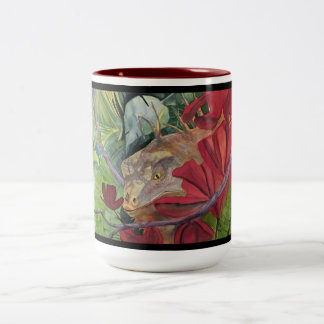 Taza de la iguana del dragón de la flor