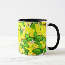 Taza de la impresión del limón en amarillo