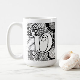 Taza de la letra V, arte por la taza de café de