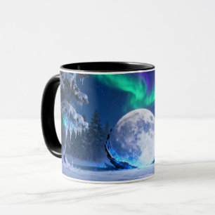 Taza de la Luna de las Luces del Norte Aurora bo