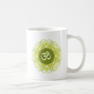 Taza de la mandala de OM del jade