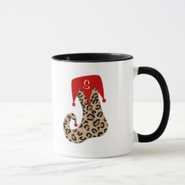 Taza de la media del leopardo del monograma del