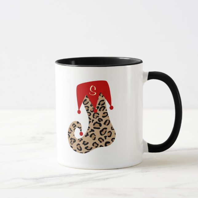 Taza de la media del leopardo del monograma del (Derecha)