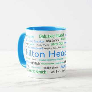 Taza de la nube de la palabra de Hilton Head