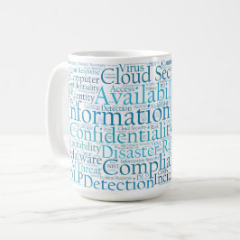 Taza de la nube de la palabra de la seguridad de
