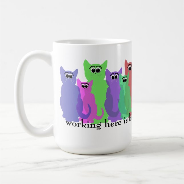 Taza de la oficina; trabajo aquí como la reunión (Izquierda)