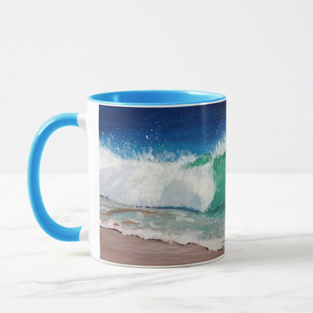 Taza de la ola oceánica con la manija y el (Izquierda)
