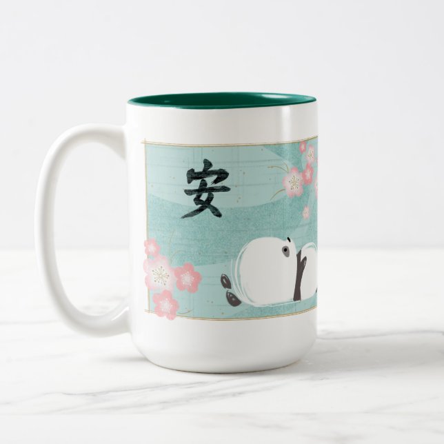 Taza de la panda del zen (flores del ciruelo) (Izquierda)