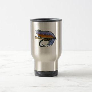 Taza de la pesca con mosca de la trucha