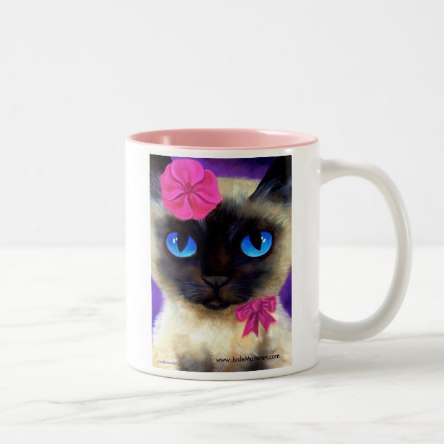 Taza de la pintura del gato siamés - 155 que (Derecha)