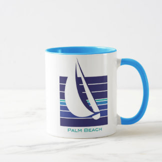 Taza de la playa de Square_Palm de los azules del