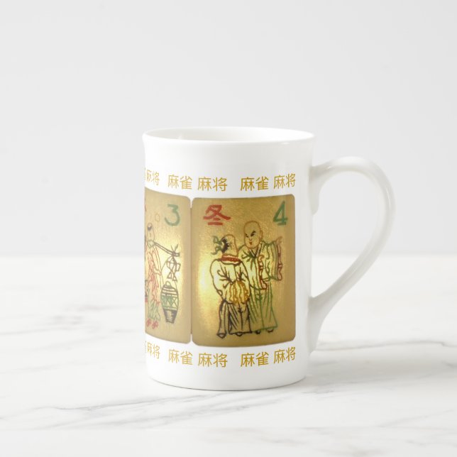 Taza de la porcelana de hueso con las tejas de la (Derecha)