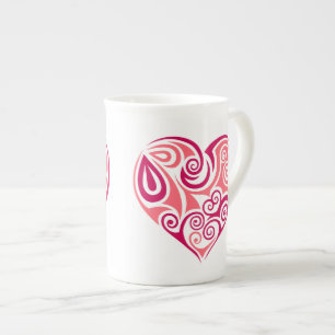 Taza de la porcelana de hueso - corazón