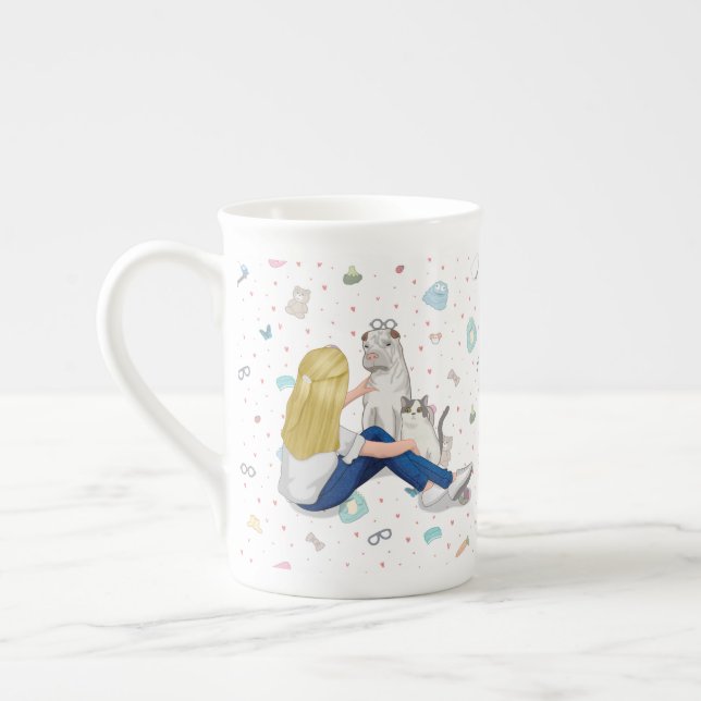 Taza de la porcelana de hueso de Anniepaddington - (Izquierda)