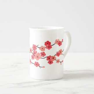 Taza de la porcelana de hueso de la flor de cerezo
