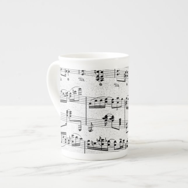 Taza de la porcelana de hueso de la nota musical (Izquierda)
