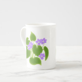 Taza de la porcelana de hueso de las violetas del