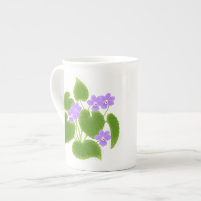 Taza de la porcelana de hueso de las violetas del (Izquierda)